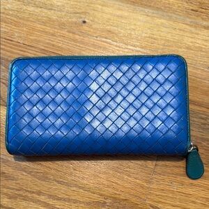 Bottega Veneta Blue Woven Wallet